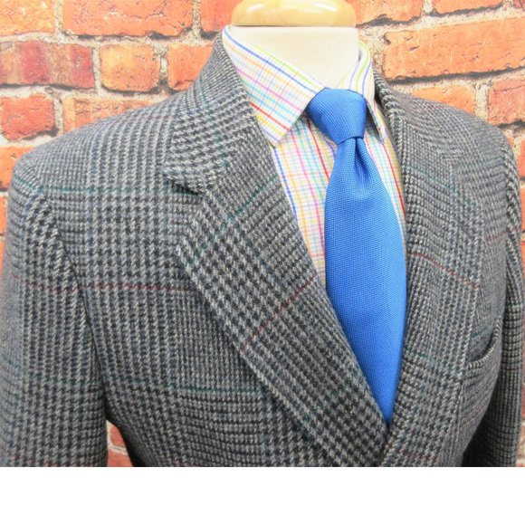 40 R- VTG WALL STREET 100% WOOL SPORT COAT GLEN PLAID - Picture 1 of 6